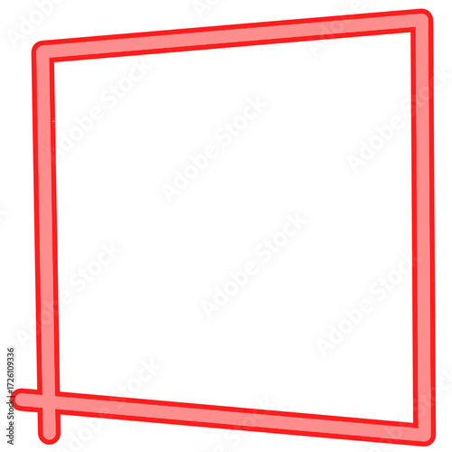 Red Rounded Square Frame with Plus Corner (Transparent Background)
