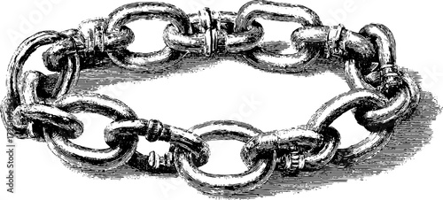 Vintage metal chain illustration for retro design and decoration