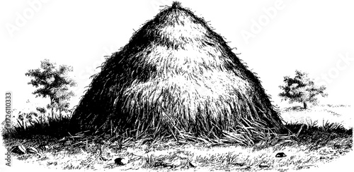 Vintage illustration of haystack for retro design and decor