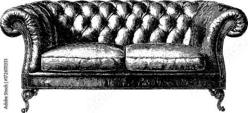 Vintage style leather texture sofa illustration for retro design