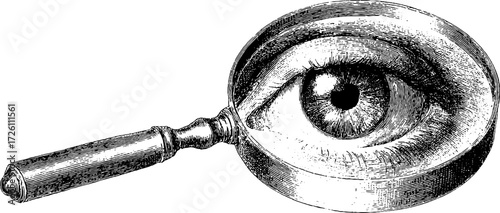Intriguing magnifying glass eye drawing for artistic design and exploration themes