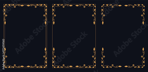 Elegant Frame Collection: Three ornate frames exude luxury and refinement, offering a versatile backdrop for design projects. Each frame showcases exquisite details, creating a classic, timeless feel.
