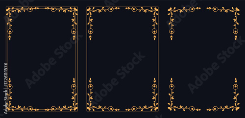 Elegant Frame Trio: Exquisite ornamental frames, showcasing intricate golden details, offering a touch of vintage luxury, perfect for adding refined elegance.