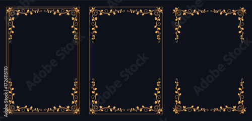Elegant Frame Designs: Exquisite frames with ornate gold detailing and an open space within, creating a sense of sophistication and luxury for design needs.