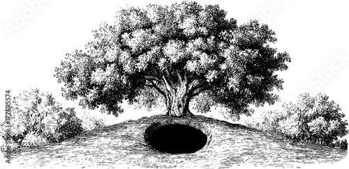 Vintage tree with unusual hollow design for artistic use