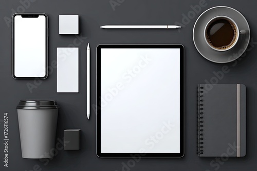 Flatlay of minimalist office essentials