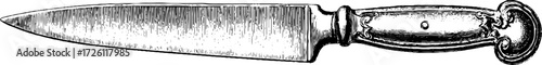 Vintage engraved kitchen knife sketch for culinary design