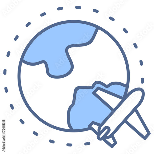 Around The Earth Blue Icon