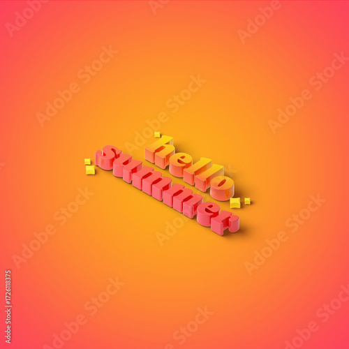 3D words Hello summer. Beautiful inspiring colorful phrase.