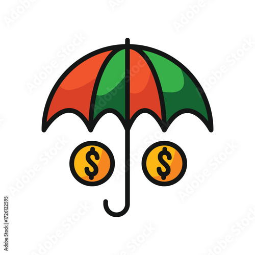 Umbrella protecting two dollar coins