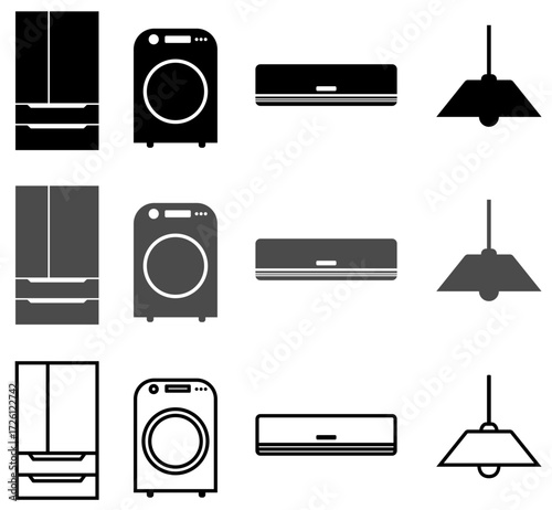 家電製品、冷蔵庫、洗濯機、エアコン、照明