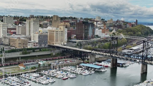 Wallpaper Mural An aerial view shows the cityscape of tacoma, washington with a marina Torontodigital.ca