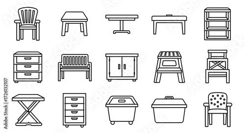 Furniture Chair, Table, Cabinet, and More - A Comprehensive Vector Illustration Collection