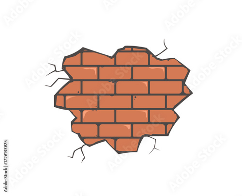 Isolated cracked brick wall illustration