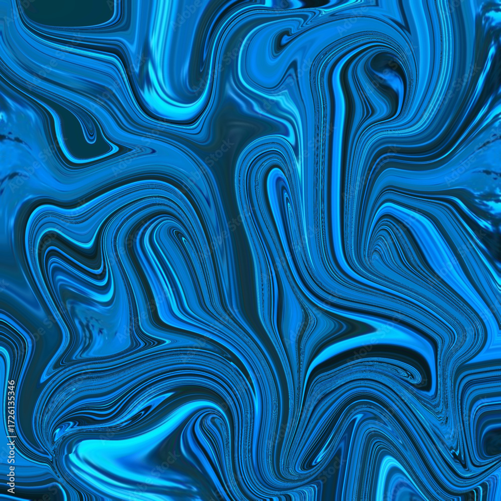 Obraz premium Vivid blue fluid abstract swirl with dynamic marble textures, offering a striking and modern background for creative digital design. Golden keywords: abstract, blue, fluid, marble, design.