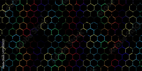 Hexagonal cyberspace green background. Hexagon grid tech pattern.