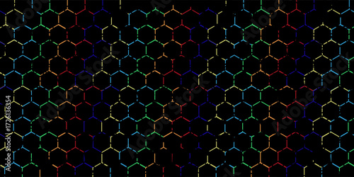 Hexagonal cyberspace green background. Hexagon grid tech pattern.