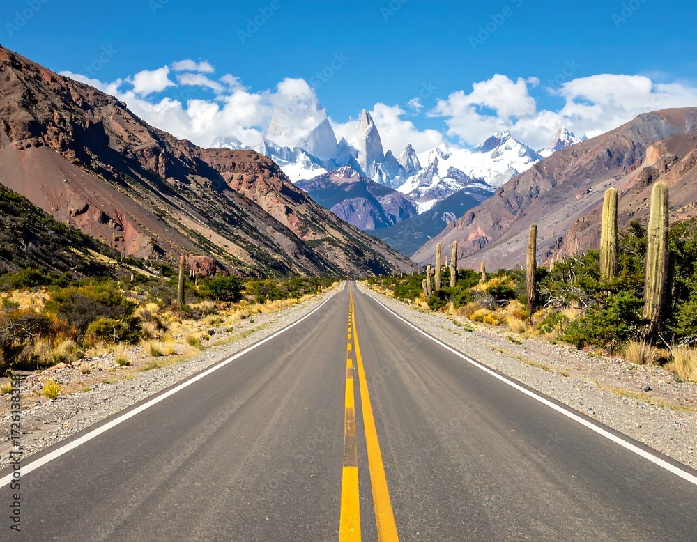 Naklejka premium Majestic Andean Highway Leads to Snowy Peaks