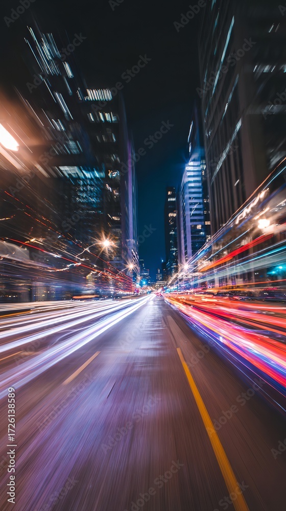 Obraz premium City Light Speed – 夜の都市を駆け抜ける光