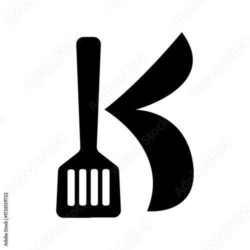 Spatula Letter K Logo, Kitchen Utensil Icon