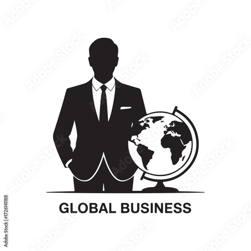 business man holding globe