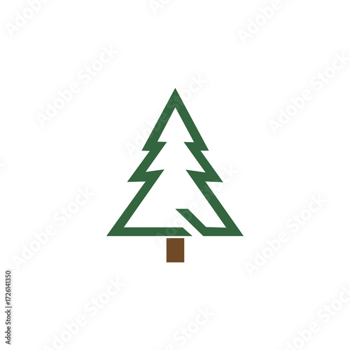 Simple Green Pine Tree Icon – Minimalist Evergreen Illustration
