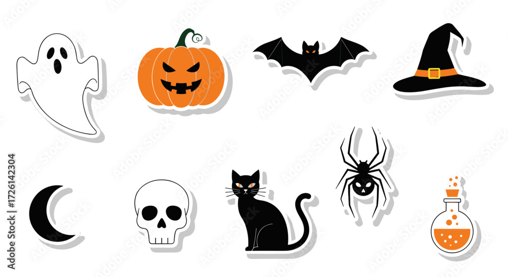 Naklejka premium Halloween Calendar Clipart with Witch Hat and Pumpkin
