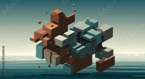 Abstract Composition: A captivating abstract composition featuring colorful geometric shapes, meticulously arranged to create a visually stunning and thought-provoking artwork. 
