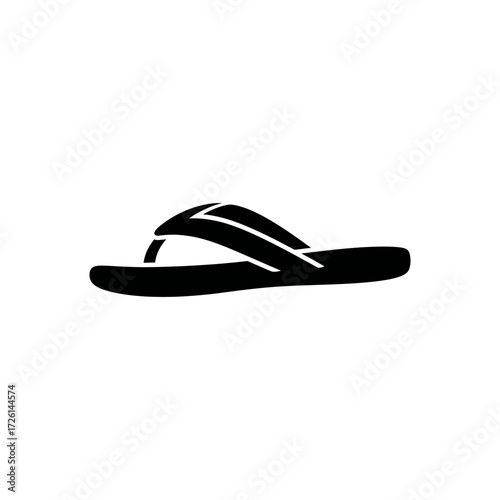 Flipflop rests on white surface, symbolizing summer vacation and relaxation with its simple, minimalist form.