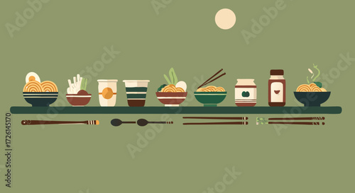 A Culinary Journey in Minimalist Style: A vibrant array of meticulously arranged food, reflecting artistic arrangement. Evoking a sense of culinary delight and aesthetic harmony. 