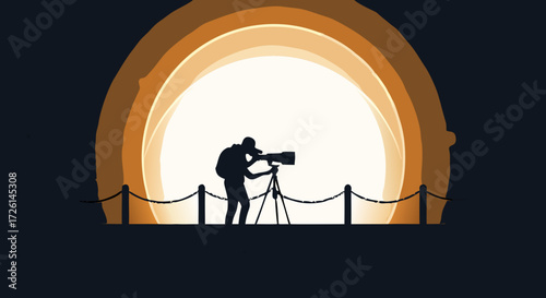 Photographer Silhouette: A silhouette of a dedicated photographer framed against the majestic arc of a doorway. It showcases the art of capturing a moment.