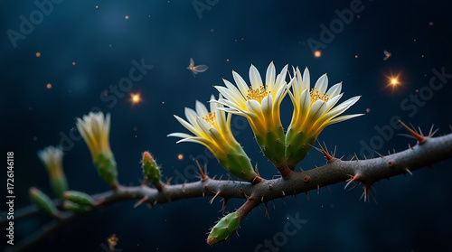 A cluster of cactus flowers