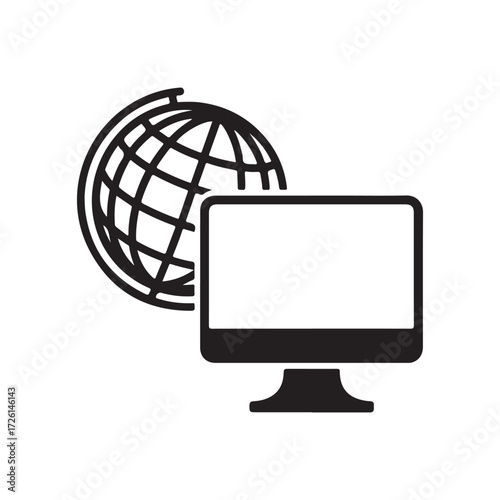 Global Network and Computer Icon