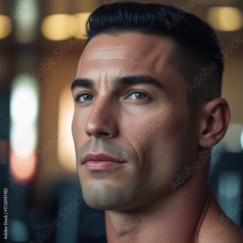 Muscular Fitness Man Posing at Gym