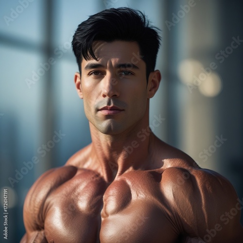 Muscular Fitness Man Posing at Gym