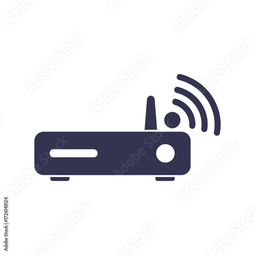 Wireless router emitting signal in home office providing internet access for connected devices, symbolizing modern connectivity and convenience.