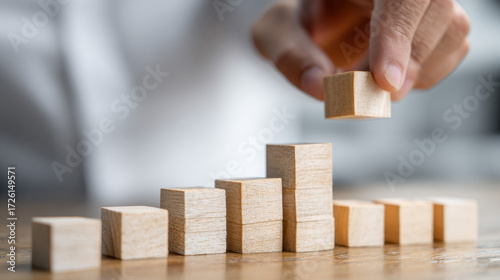 Building Blocks of Success: A Creative Representation of Growth and Strategy in Business Development and Progress