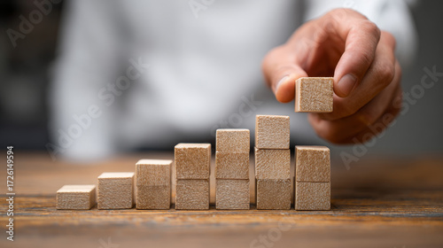 Building a Successful Business: Visualizing Growth Through Stacked Blocks and Strategic Planning for Achieving Goals
