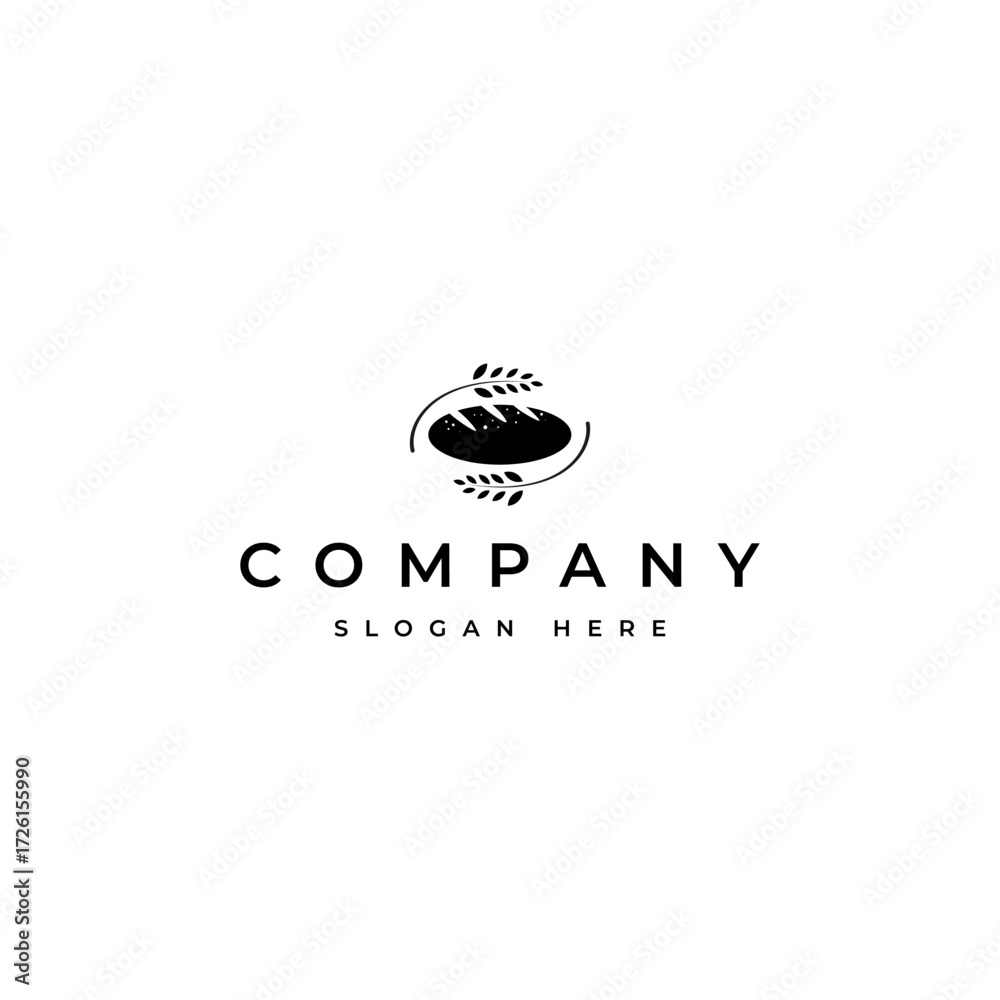 Fototapeta premium wheat bread food logo in flat vector design style
