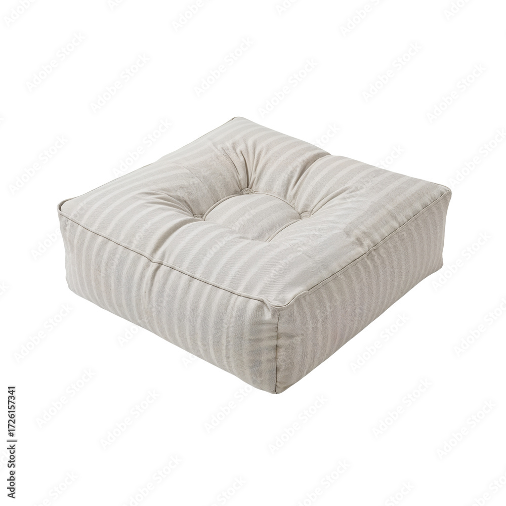 Fototapeta premium Minimalist elegance a striped off-white cushion exudes comfort against stark backdrop simplicity