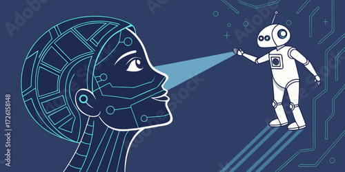 Cutting Edge Digital Art Of AI Humanoid Face