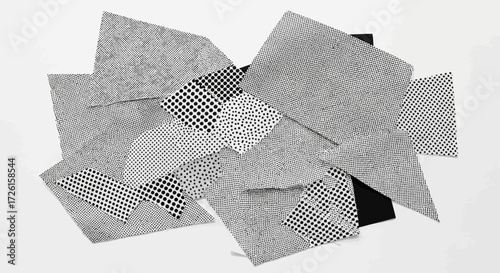 Abstract Black and White Dotted and Hatched Paper Collage