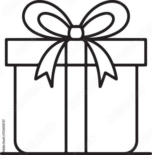 Simple outline drawing of a gift box tied with a bow