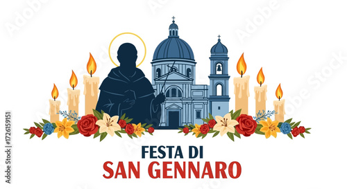 San Gennaro Festival Illustration with Candles and Church