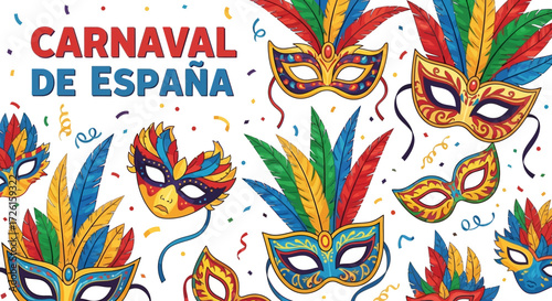 Colorful Carnival Masks of Spain