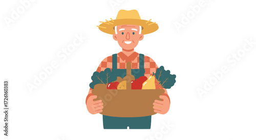 Friendly Farmer with Harvest An Illustration of Agriculture and Sustainable Living
