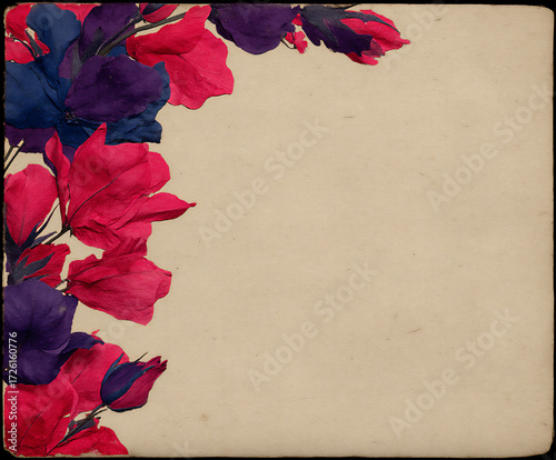 delicate pressed flowers ferns rectangular frame.