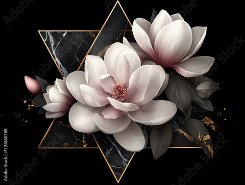 elegant gold frame white lilies gold leaf.