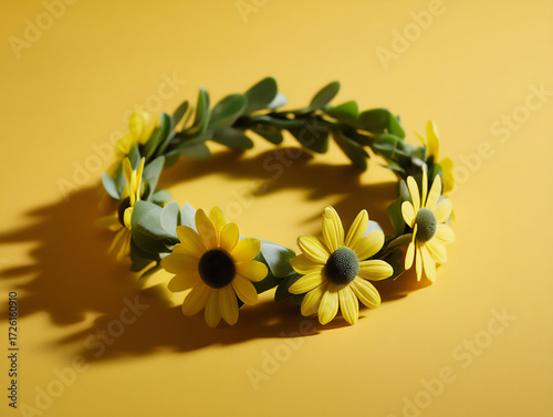 vibrant sunflowers wreath circular frame.