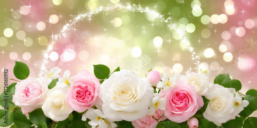 delicate blurred floral dreamy pastel frame.